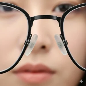 Detailed view of the silicone nose pads of the non slip glasses.