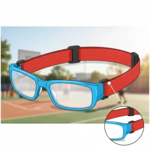 Non slip glasses secured with an adjustable elastic strap for extra grip, ideal for children or sports.