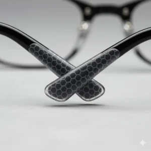 Close-up showing the textured temple tips design that enhances the grip and prevents spectacles from sliding down.