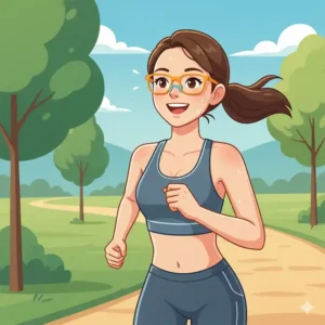 Happy person wearing comfortable non-slip glasses frames that stay perfectly in place while running.