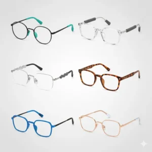 A collection of various modern frame styles designed with non-slip features for all-day comfort.