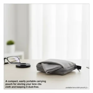 A compact, easily portable carrying pouch for storing your lens cloth and keeping it dust-free.