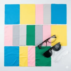 A bulk set of colorful micro fiber cloth for glasses suitable for multiple devices and eyewear.