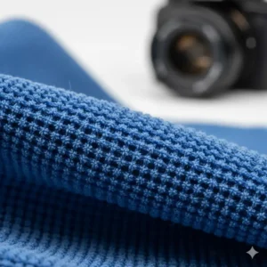 Magnified texture view showing the fabric of the microfiber optical lens cloth.