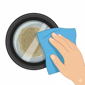 Using a soft microfiber cloth for camera lens to remove fingerprints and oily smudges safely.