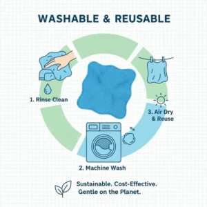 An eco-friendly and reusable lens cleaning cloth for glasses being washed to maintain its effectiveness.