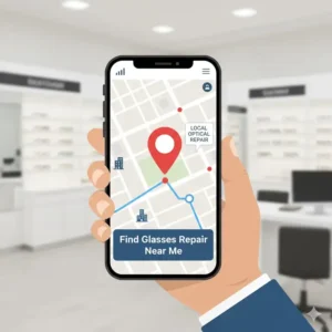 A map showing the best local shop location to fix glasses frame near me.