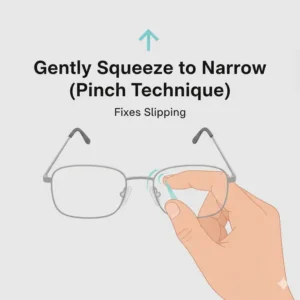 Illustration of a person manually customizing adjustable nose pads by hand.