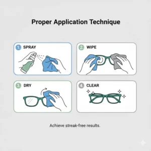 Step-by-step guide on the proper application technique for the best spectacle lens cleaner.