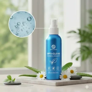 An eco-friendly and alcohol-free optical lens cleaner formula highlighting gentle cleaning agents.