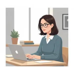 A person in an office setting wearing comfortable acetate glasses with nose pads while working.