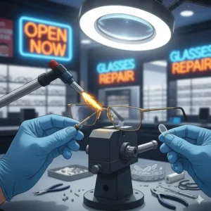Precision soldering for damaged metal frames at a local glasses repair near me open now workshop.
