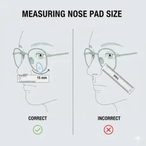 An instructional graphic showing the correct way to measure a pad nose for a perfect fit.