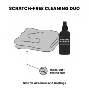 The best anti reflective lens cleaner kit featuring a specialized spray and an ultra-soft microfiber cloth.