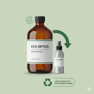A detailed look at the large-capacity bottle design of our eco-friendly glasses cleaner spray refill.