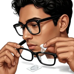 Preventing glasses from sliding down with clear nosepads for plastic frames