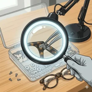 7: A magnifying glass with light providing clear visibility, which is highly beneficial alongside other glasses repair tools.