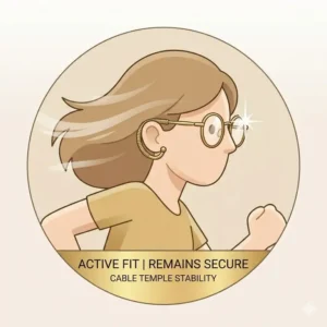 An active person jogging while wearing stable and secure cable temple eyeglasses.