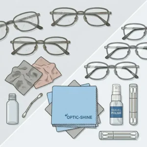 Visible results on lenses before and after using a high-quality eyeglass polishing kit.