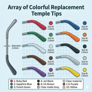 Soft cushioned eyeglass temple tips designed to provide pressure relief and prevent soreness behind the ears.