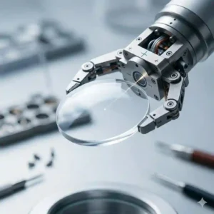 A technician working to fix glasses that are lens-scratched.