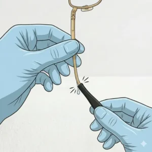 An illustration of a person wearing glasses comfortably after installing soft silicone replacement temple tips.