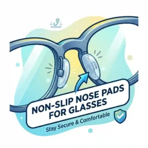 2. An illustration of a person frustrated while constantly pushing up a pair of slipping eyeglasses during daily activities.