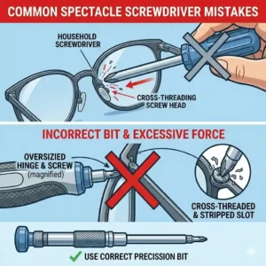Common mistakes to avoid when using a spectacle screwdriver on delicate frames.