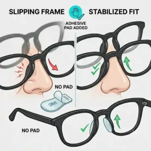 Comparison of a slipping frame versus a stabilized fit using eyeglass stick on nose pads.