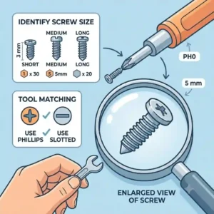 Close-up illustration of flathead and phillips precision bits from a professional eyeglass screwdriver kit.